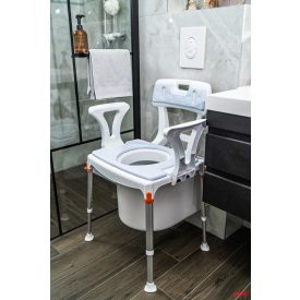   KING Szoba WC és zuhanyszék 3in1 háttámlával és karfával, vödörrel