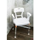 KING Szoba WC és zuhanyszék 3in1 háttámlával és karfával, vödörrel